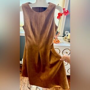 Roz & Ali Strapless Brown Suede Dress